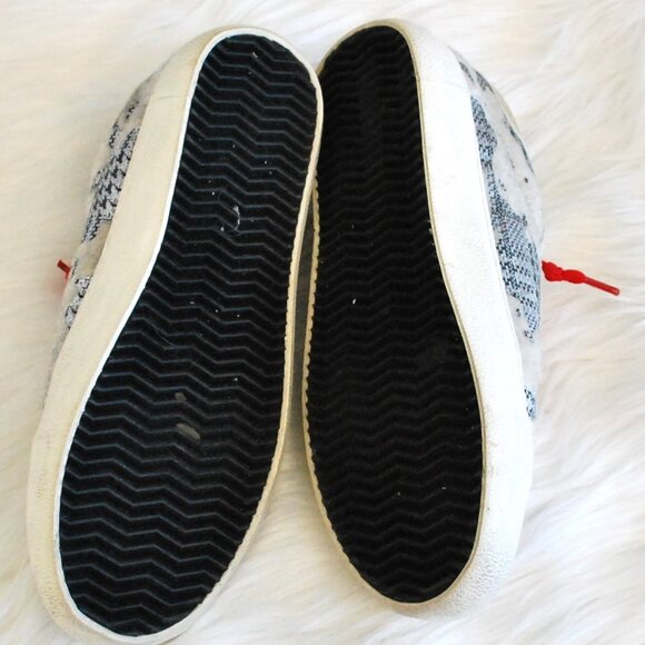 Steve Madden Philosophy Sneakers Shoe Houndstooth Calf Hair Silver Metallic 7.5 - Picture 3 of 3